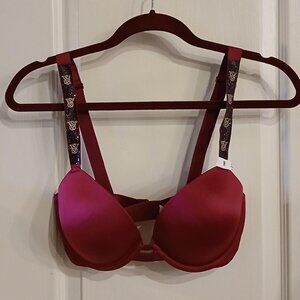 NEW Victoria's Secret Very Sexy Smooth Push-Up Bra Rhinestone Bling Straps 32DD